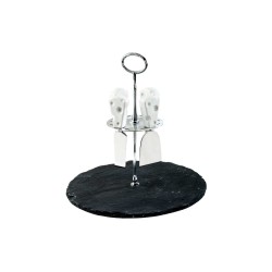 Set formaggio Parma con base in ardesia e 4 coltellini