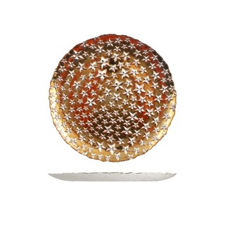 Piatto goldcosmo in vetro decorato forma tonda cm 28 oro