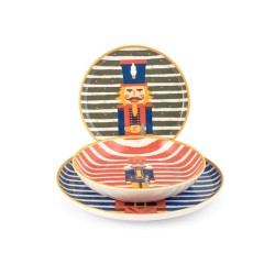 Servizio 12 pezzi tavola wlliam in stoneware decorato schiaccianoci