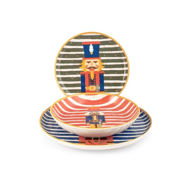 Servizio 12 pezzi tavola wlliam in stoneware decorato schiaccianoci