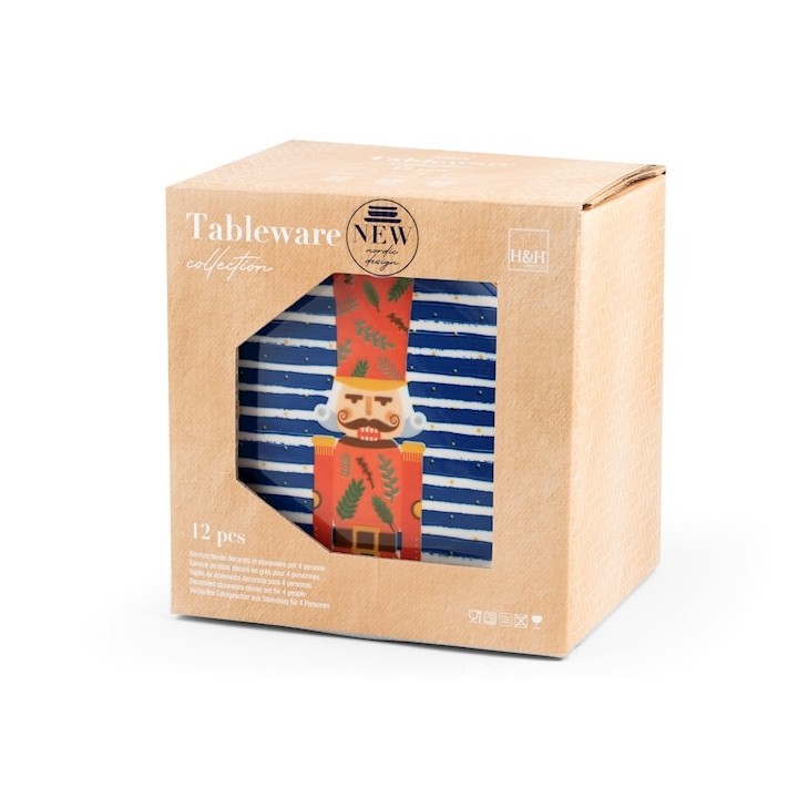 Servizio 12 pezzi tavola wlliam in stoneware decorato schiaccianoci