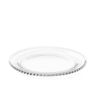 Piatto tondo collier in vetro trasparente con ala perlinata cm 30,5