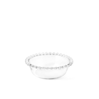 Coppetta collier in vetro trasparente con ala perlinata cm 14