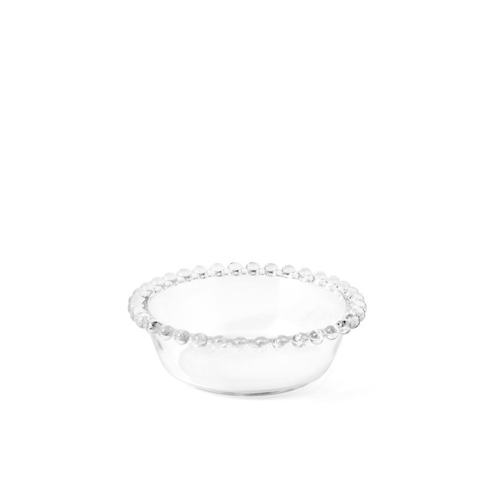 Coppetta collier in vetro trasparente con ala perlinata cm 14