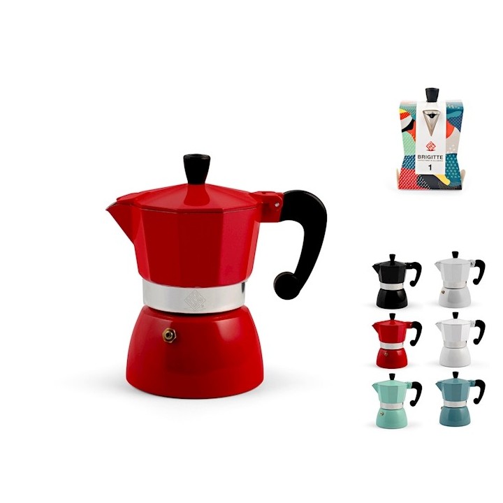 Caffettiera Brigitte in alluminio 1 tazza colori assortiti