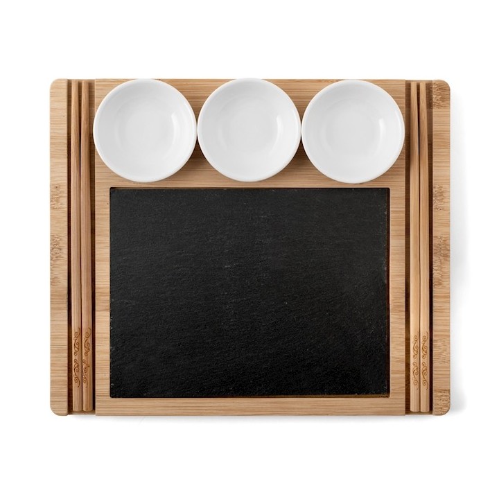 Confezione 9 pezzi sushi box in ardesia e bambu' cm 24x29