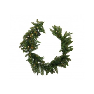 Ghirlanda in PVC e PE con 50 LED (funzionamento a pila 3AA x 1,5V)-bianchi - luce calda / 224 rametti-h. cm. 180