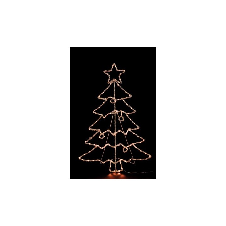 Figura luminosa mod. albero di Natale 140 LED (28 flash) da interno/esterno-bianco - luce calda-cm. 56 x 24 x h. cm. 85