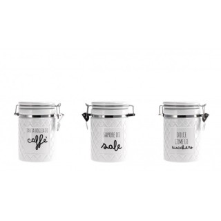 Barattolo In Ceramica Assortito 3 Decori Con Coperchio 10X15 Cm
