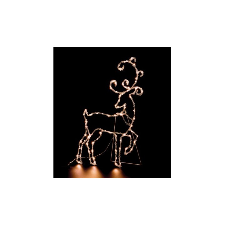 Figura luminosa mod. renna 100 LED (20 flash) da interno/esterno-bianco - luce calda-cm. 39 x 20 x h. cm. 58