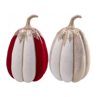 Decorazione natalizia in velluto mod. zucca-ass. 2 colori-diam. cm. 20 x h. cm. 32