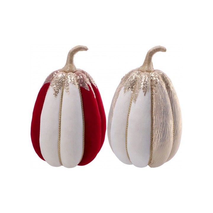 Decorazione natalizia in velluto mod. zucca-ass. 2 colori-diam. cm. 20 x h. cm. 32