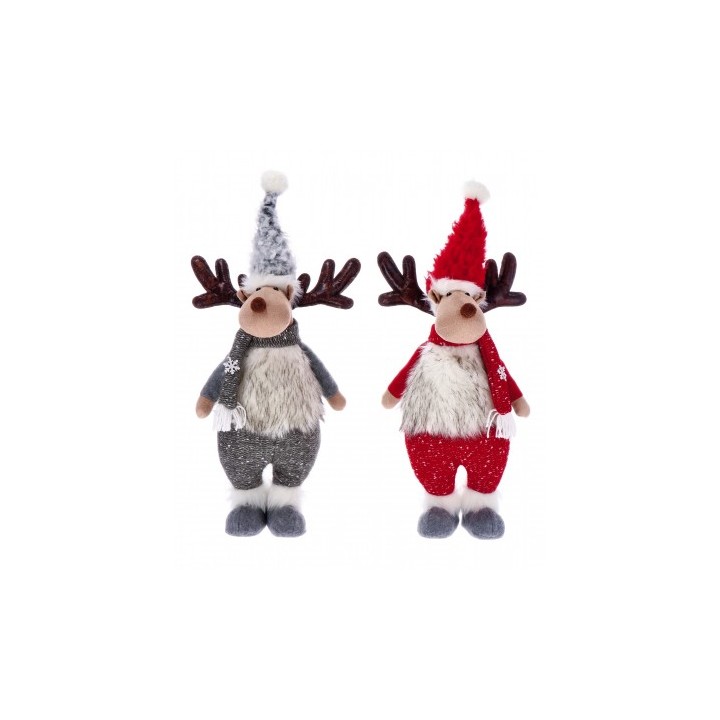 Decorazione natalizia in tessuto mod. Renna-ass. 2 colori-cm. 29 x 16 x h. cm. 47