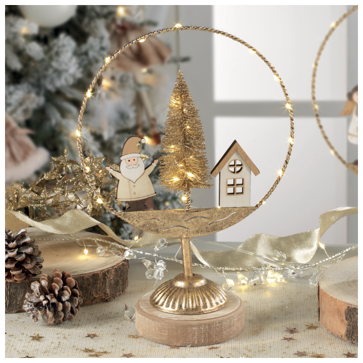 Decorazione Santa Claus con luci a led, alimentazione a batteria 20x10,5x30 h. cm