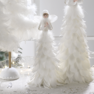 Angelo da tavolo con piume 16x35 cm