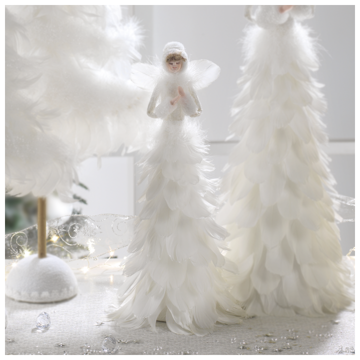 Angelo da tavolo con piume 16x35 cm