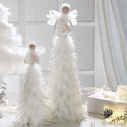 Angelo da tavolo con piume 22x52 cm