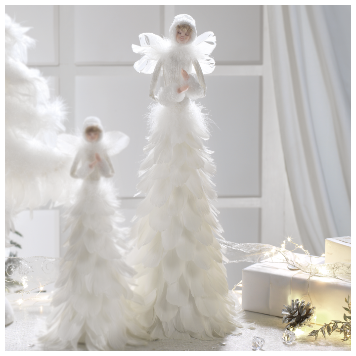 Angelo da tavolo con piume 22x52 cm