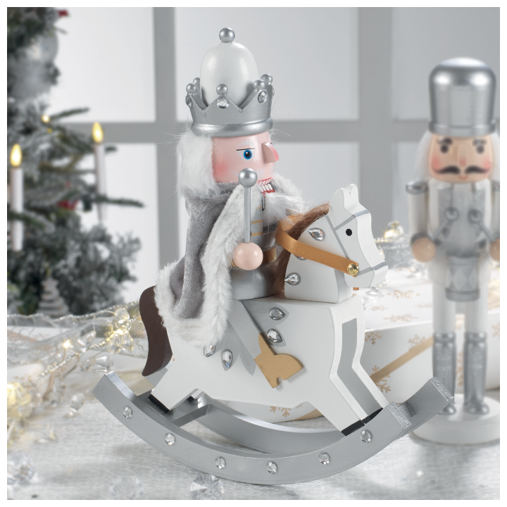 Schiaccianoci a cavallo in legno 28 cm oro