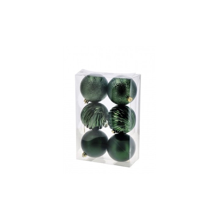 Set 6 palline di Natale verdi in plastica