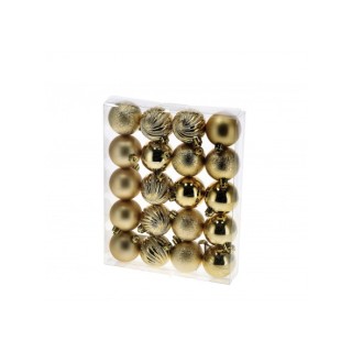 Set 20 palline di Natale oro in plastica-ass. 4 finiture cm 5