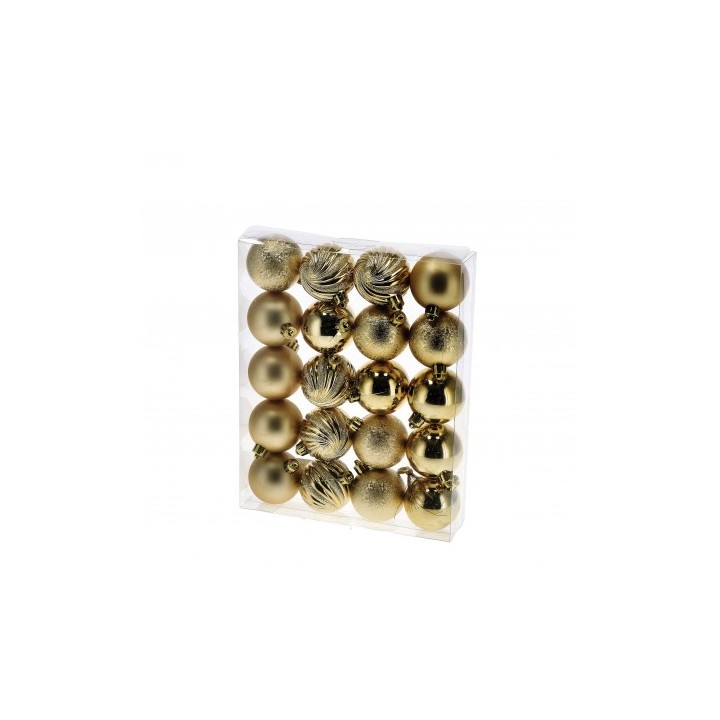 Set 20 palline di Natale oro in plastica