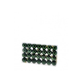 Set 28 palline di Natale verdi in plastica-ass. 4 finiture-diam. cm. 4