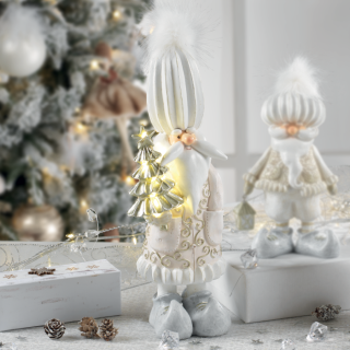 Santa Claus Con abete e luci a led 11x10x31h cm