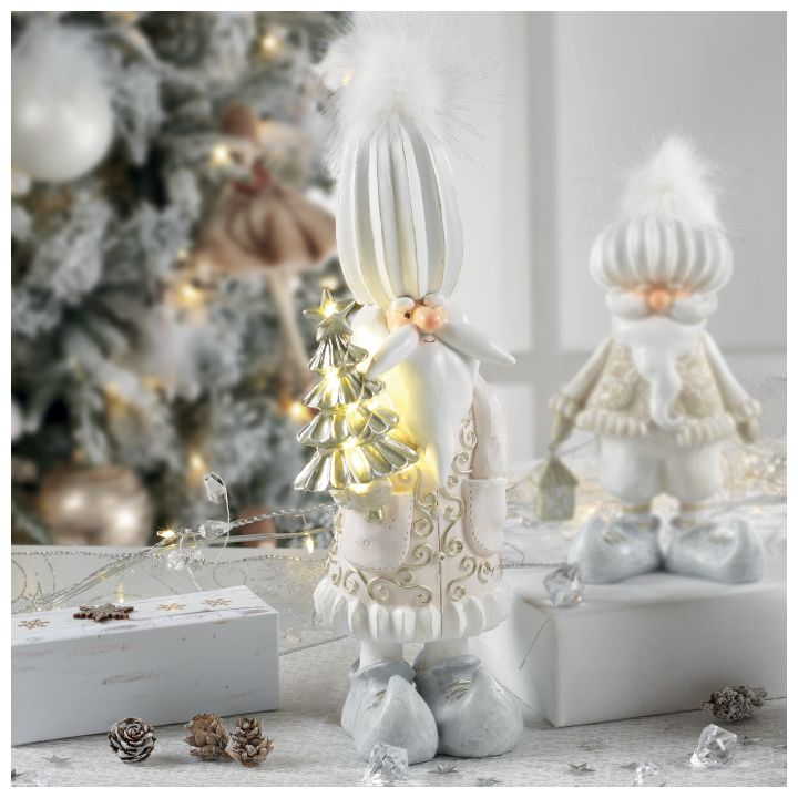 Santa Claus Con abete e luci a led 11x10x31h cm