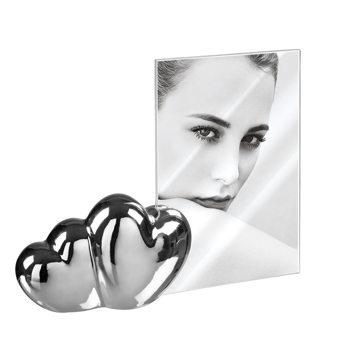 Portafoto portaritratti cuori in ceramica con acrilico orizzontale o verticale