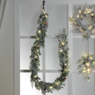 Ghirlanda innevata con bacche rosse Con 30 luci a led 190 cm