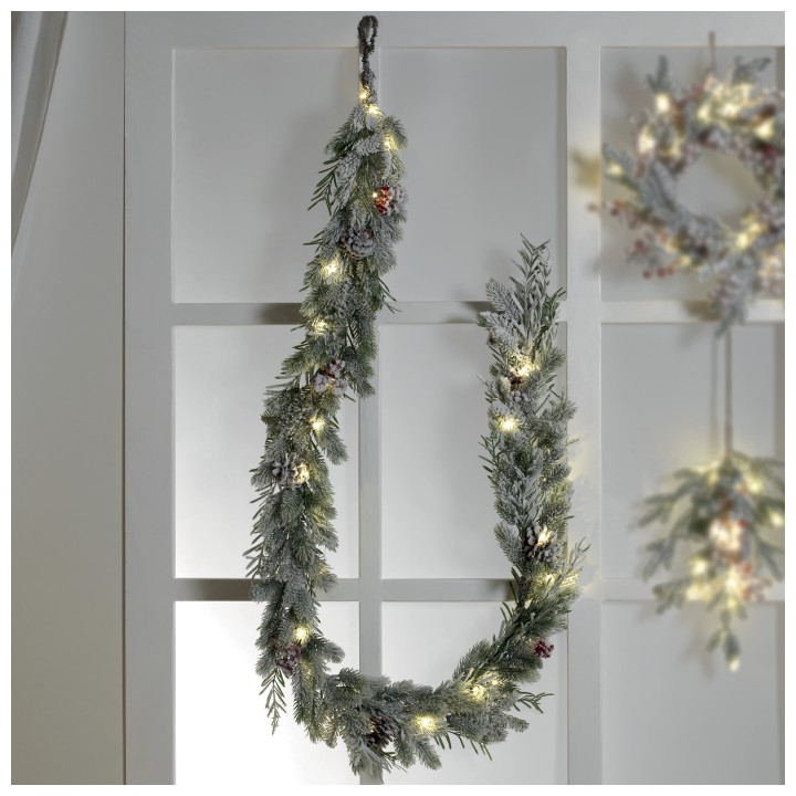 Ghirlanda innevata con bacche rosse Con 30 luci a led 190 cm