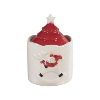 Barattolo contenitore Santa Claus in ceramica 9x8,5x13 cm