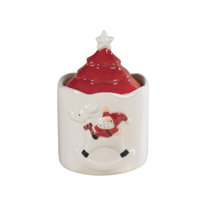 Barattolo contenitore Santa Claus in ceramica 9x8,5x13 cm