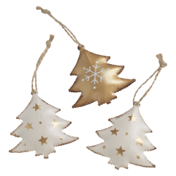 Set di 8 addobbi albero abete in metallo 10x10x2,5 cm
