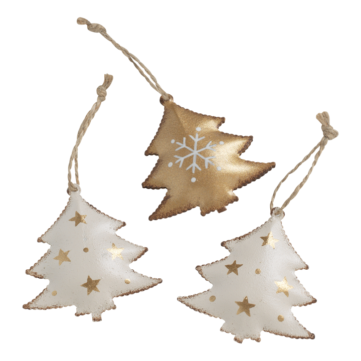 Set di 8 addobbi albero abete in metallo 10x10x2,5 cm