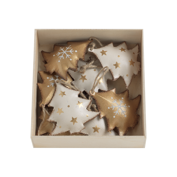 Set di 8 addobbi albero abete in metallo 10x10x2,5 cm