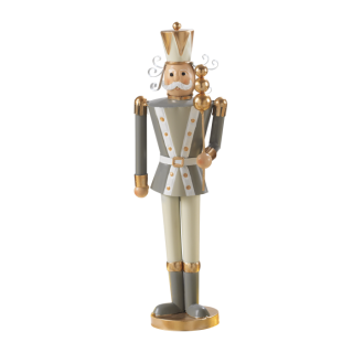 Soldato schiaccianoci in metallo con bastone 12x9,5x42,5 cm