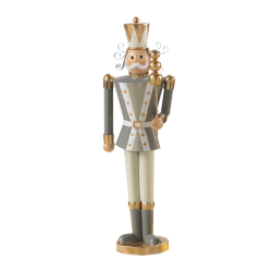 Soldato schiaccianoci in metallo con bastone 12x9,5x42,5 cm