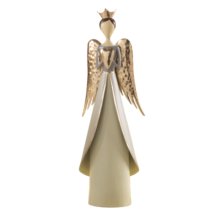 Angelo in metallo con cuore 14x9x45,5 cm