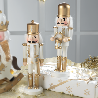 Schiaccianoci in legno color oro 25 cm