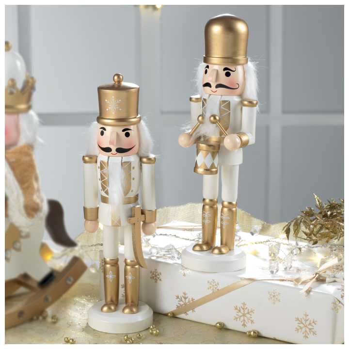 Schiaccianoci in legno color oro 25 cm