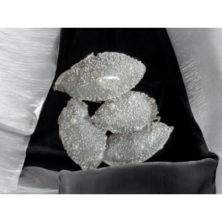 Decorazioni sfere ovali con perle addobbi argento pezzo singolo