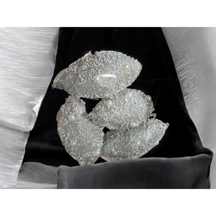 Decorazioni sfere ovali con perle addobbi argento pezzo singolo