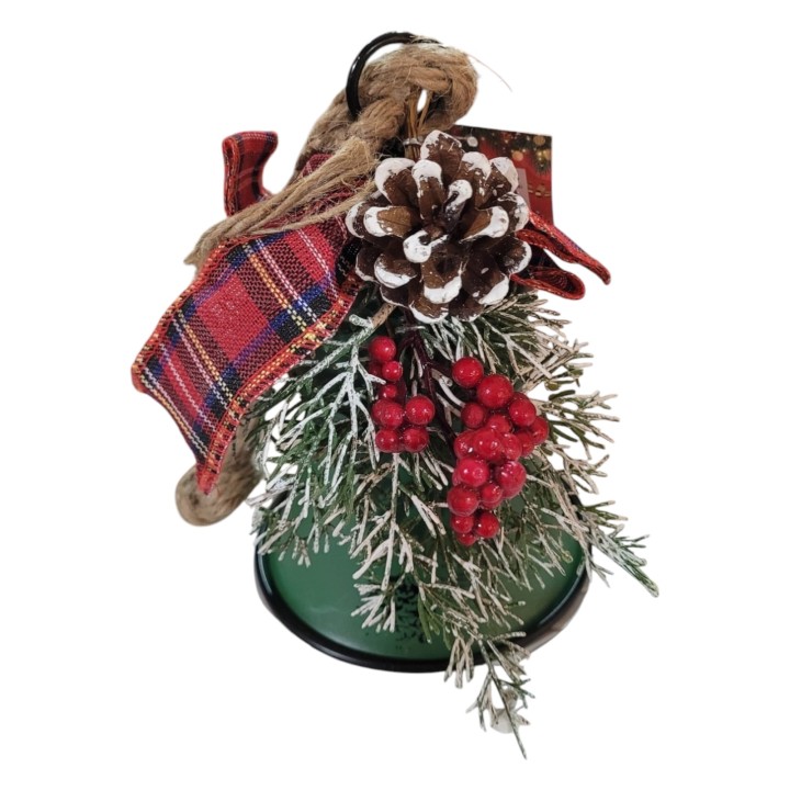 Decorazione in ferro da appendere mod. campana-ass. 3 colori-diam. cm. 12,5 x h. cm. 20