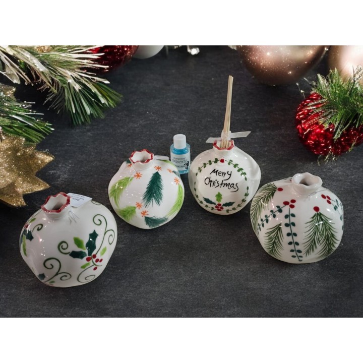 Profumatore melograno artigianale assortito nei colori incluso profumo e stecchette 10x10,5 cm