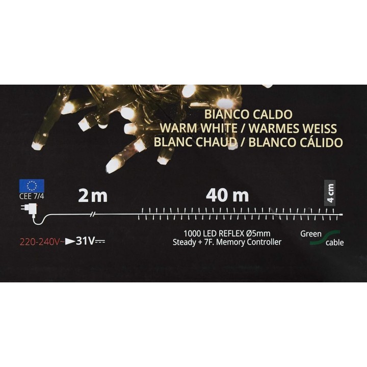 Catena verde 1000 led luce calda 40 metri 8 giochi in/out |…