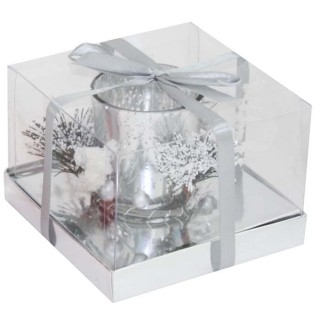 Candela bicchiere argento 12x12x9 cm