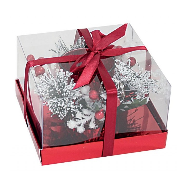 Candela bicchiere rosso confezionata 12,3x7,5 cm