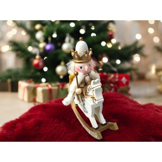 Schiaccianoci a cavallo in legno 28 cm oro